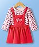 Doodle Poodle Single Jersey Knit Full Sleeves Inner Tee & Frock with Cherry Print - Red & Cream