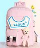 Polo Class Cloud Printed School Bag with Teddy Applique Light Pink - Height 18 Inches