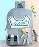 Polo Class Cloud Printed School Bag with Teddy Applique Grey - Height 18 Inches