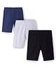Babyhug Cotton Lycra Knit Mid Thigh Solid Cycling Shorts Pack of 3 - Black Navy Blue & Grey