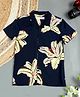 The Lion and the Fish Viscose Woven  Floral Printed Shirt - Navy Blue