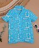 The Lion and the Fish Viscose Half Sleeves Aztec Printed Shirt - Blue