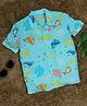 The Lion and the Fish Half Sleeves Dolphins Printed Shirt - Aqua Blue