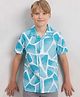 The Lion and the Fish Half Sleeves Zarafa Printed Shirt - Blue