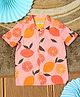 The Lion and the Fish Half Sleeves Fruits Printed Shirt - Orange