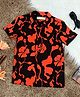 The Lion and the Fish Half Sleeves Floral Printed Shirt - Orange