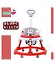 Funride Baby Walker with Music with Parent Handle Rod Bruno Foldable Activity Walker with Adjustable Height and Parent Handle Rod for Boys and Girls - Red
