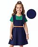 Hola Bonita Knit Half Sleeves Textured Fabric Solid Color Inner Tee & Dress - Navy Blue & Green