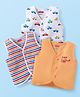 Babyhug 100% Cotton Woven Sleeveless Jhablas with Stripes & Car Print Pack of 3 - White & Orange