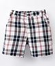Simply Premium Cotton Woven Knee Length Checkered Shorts - Navy Blue