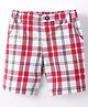 Simply Premium Cotton Woven Knee Length Checkered Shorts - Red