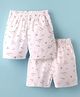 Simply Premium Cotton Woven Knee Length Shorts with Nautical Theme Print Pack of 2 - White