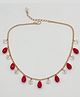 Lime By Manika Christmas Theme Crystals Embellished Necklace - Red & Gold