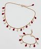 Lime By Manika Christmas Theme Set Of 2 Pearls & Crystals Embellished Jewellery Combo Set- Red & Off White