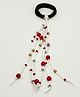 Lime By Manika Beads Embellished Dangling Ribbons Detailed Rubber Band - White & Red