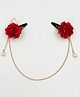Lime By Manika Floral Designed Crown Chain Hair Clips - Red & Gold
