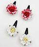 Lime By Manika Set Of 4 Floral Designed Hair Clips - Red & Off White
