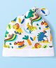 Babyhug 100% Cotton Interlock Knit Cap With Dino Print  White - Diameter 11