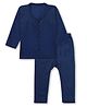 Superminis Melange Full Sleeves Striped Thermal Tee With Coordinating Pajama Set - Blue