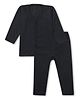 Superminis Melange Full Sleeves Striped Thermal Tee With Coordinating Pajama Set - Grey