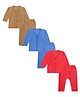 Superminis Knit Pack Of 3 Full Sleeves Striped Thermal Set - Blue Red & Brown