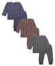 Superminis Knit Pack Of 3 Full Sleeves Striped Thermal Set - Brown Grey & Blue