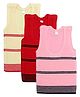 Superminis Woollen Woven Pack Of 3 Sleeveless Striped Vests - Red Peach & Lemon