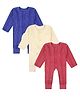Superminis Knit Pack Of 3 Full Sleeves Striped Thermal Rompers - Blue Red & Yellow