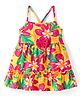 Babyhug Cotton Knit Singlet Sleeves Frock with Floral Print - Yellow