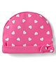 Babyhug 100% Cotton Knit Cap With Heart Print & Bow Applique - Pink