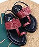The Madras Trunk Design Detailed Kolhapuri Chappal - Black & Maroon
