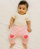 Somersault Cotton Hearts Printed Striped Leggings - Pink