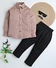 BAATCHEET Cotton Full Sleeves Solid Shirt & Pant Set - Tan