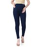 Bella Mama Full Length Maternity Leggings With Tummy Band Solid Color- Navy