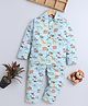 BAATCHEET Cotton Woven Full Sleeves Animals Printed Coordinating Night Suit Set - Blue