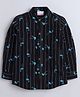 BAATCHEET Cotton Full Sleeves Striped & Birds Printed Shirt - Black