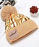 Tipy Tipy Tap Woollen Pom Pom Designed Pocket Detailed Cap - Golden