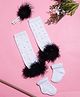 Tipy Tipy Tap Solid Socks With Stones Embellished & Fur Detailed Leg Warmers & Headband Set - White