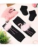 Tipy Tipy Tap Cotton Flamingo Designed & Rhinestones Embellished Legwarmers With Socks & Headband Set - Black
