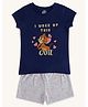 Pantaloons Junior Cotton Knit Warner Bros Featuring Half Sleeves Jerry Character Printed Night Wear Set - Navy Blue