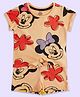 Pantaloons Junior Cotton Mickey & Friends Featuring Half Sleeves Mickey Mouse Character Printed Top With Coordinating Shorts Set - Orange