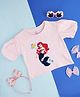 Pantaloons Junior Cotton Disney The Little Mermaid Featuring Half Balloon Sleeves Ariel Printed Top - Pink