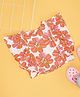Pantaloons Junior Rayon Sleeveless Frill Detailed Floral Printed Top - Orange & White