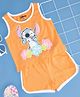 Pantaloons Junior Cotton Knit Disney Featuring Half Sleeves Lino Stitch Character Printed Coordinating Night Wear Set - Orange