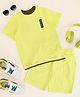 Pantaloons Junior Cotton Half Sleeves Solid Coordinating Tee & Shorts Set - Patina Green
