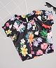 Pantaloons Junior Satin Half Puffed Sleeves Floral Printed Top - Black