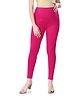 Bella Mama Full Length Maternity Leggings With Tummy Band Solid Color- Fuchsia