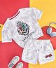 Pantaloons Junior Cotton Harry Potter Featuring Half Sleeves Hogwarts Printed Tie Dye Coordinating Tee & Shorts Set - Light Grey