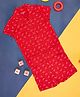 Pantaloons Junior Cotton Knit Half Sleeves Specks Printed Coordinating Night Wear Set - Red