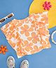 Pantaloons Junior Sleeveless Frill Detailed Floral Printed Top - Orange